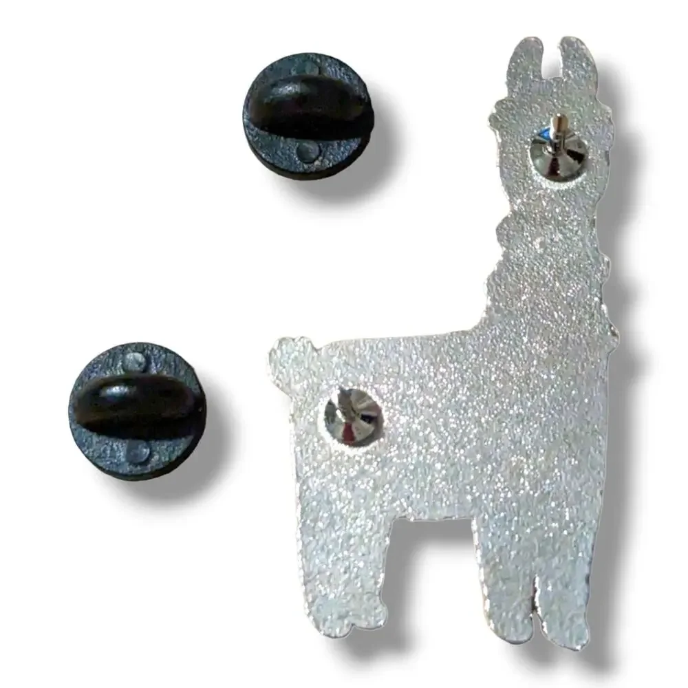 White Festive Drama Llama Peter Pauper Press Hat Lapel Pin